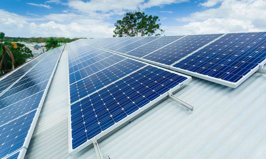 Solar panels on a shed roof